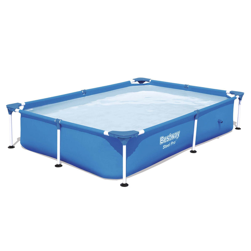 Bestway Steel Pro 7.25 x 5 x 1.4 Ft Rectangular Above Ground Kids Swimming Pool - VMInnovations