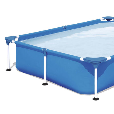 Bestway Steel Pro 7.25 x 5 x 1.4 Ft Rectangular Above Ground Kids Swimming Pool - VMInnovations