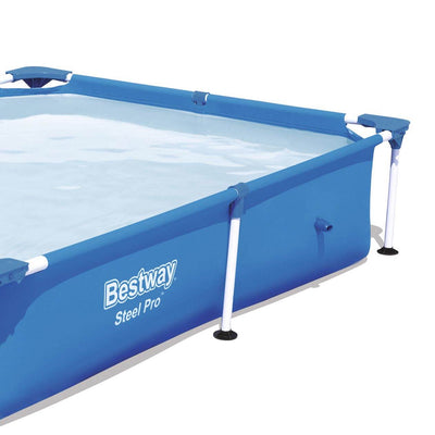 Bestway Steel Pro 7.25 x 5 x 1.4 Ft Rectangular Above Ground Kids Swimming Pool - VMInnovations