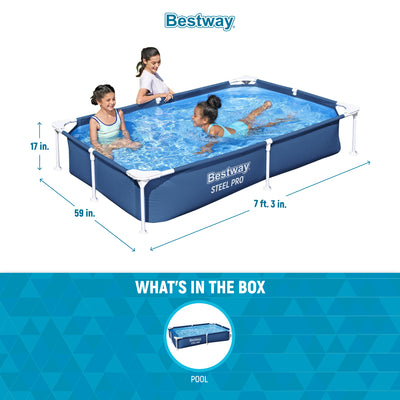 Bestway Steel Pro 87"x59"x17" Above Ground Outdoor Swimming Pool(Open Box)