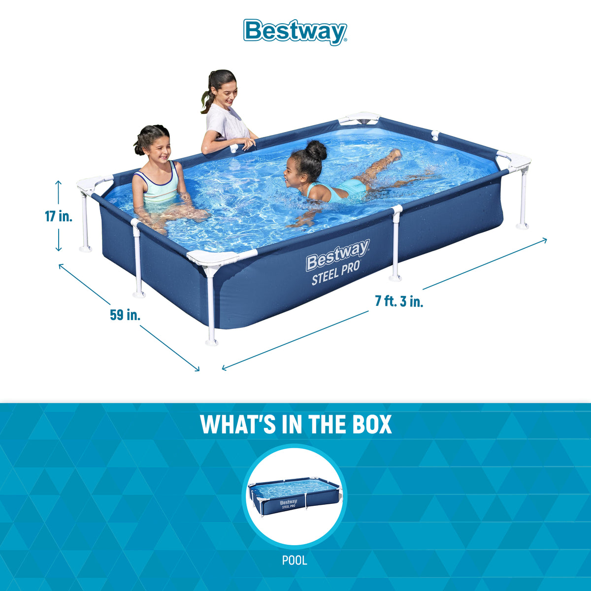 Bestway Steel Pro 87"x59"x17" Above Ground Outdoor Swimming Pool(Open Box)