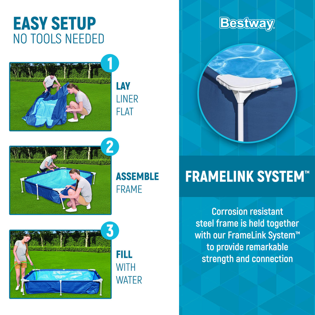 Bestway Steel Pro 87"x59"x17" Above Ground Outdoor Swimming Pool(Open Box)