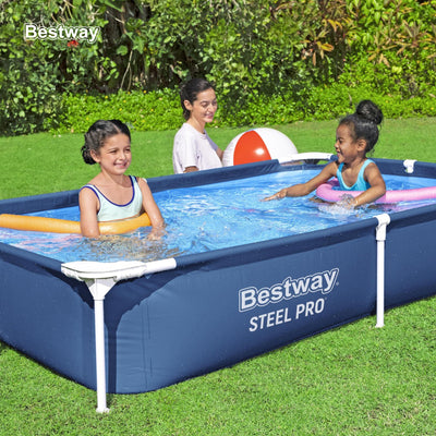 Bestway Steel Pro 87" x 59" x 17" Rectangular Above Ground Outdoor Swimming Pool - VMInnovations