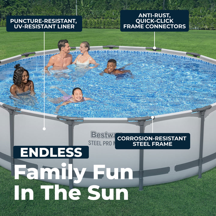 Bestway Steel Pro MAX 15'x42" Round Above Ground Swimming Pool with Pump & Cover
