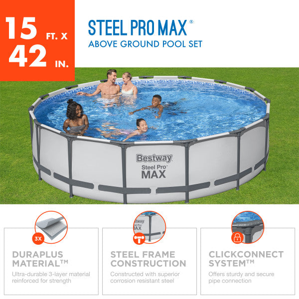 Bestway Steel Pro Max 15ft x 42in Frame Above Ground Pool Set w/ Pump(For Parts)