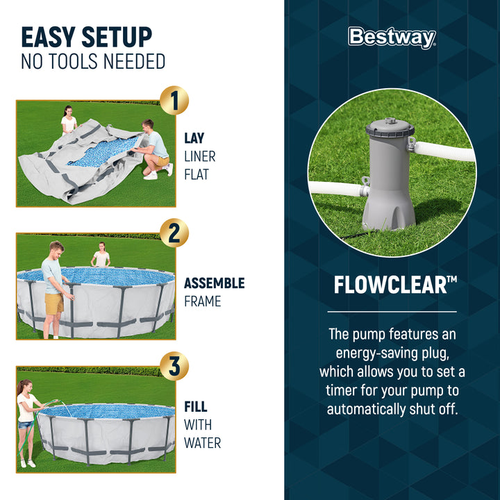 Bestway Steel Pro MAX 15'x42" Round Above Ground Swimming Pool with Pump & Cover