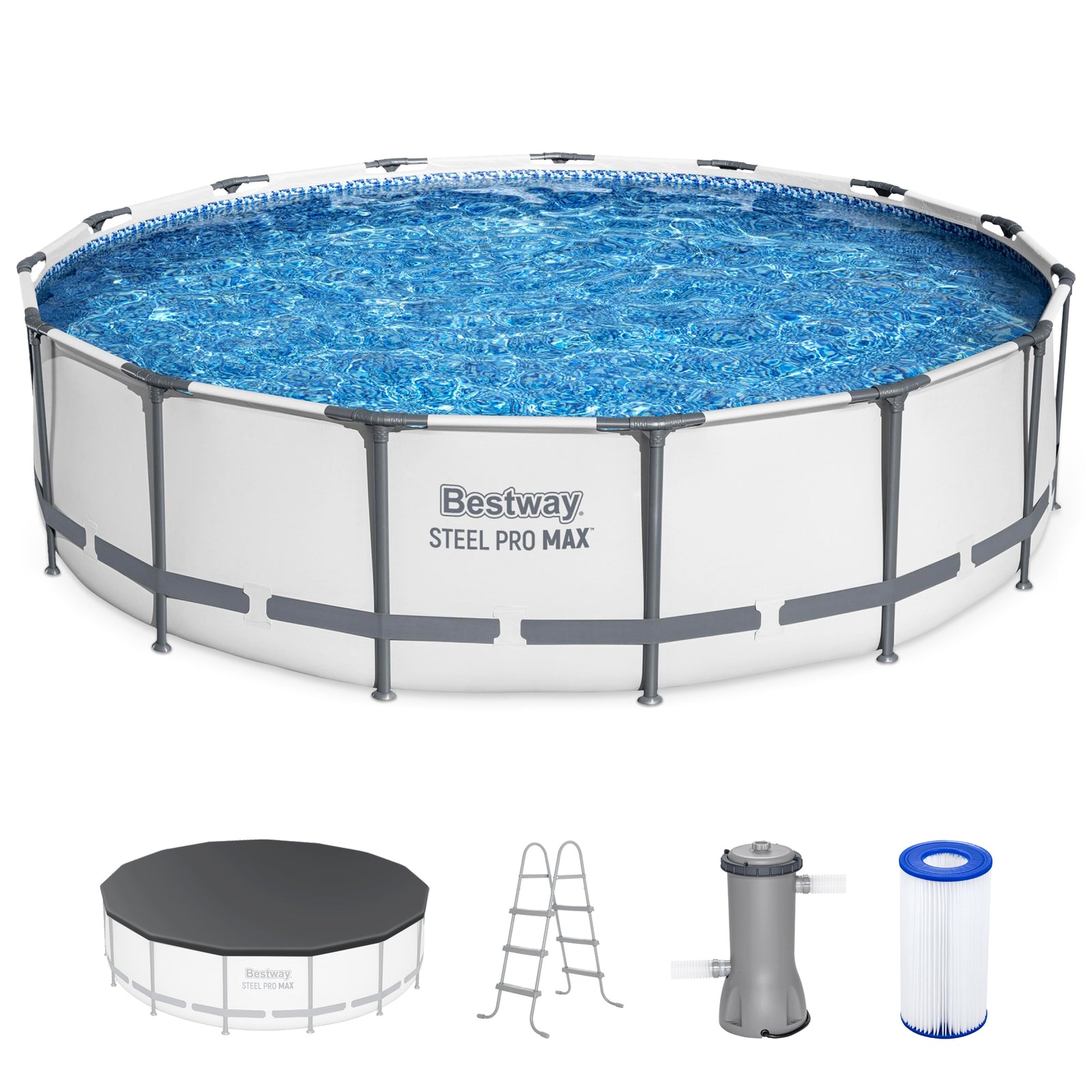Bestway Steel Pro Max 15'x42" Round Frame Above Ground Pool w/ Filter Pump(Used) - VMInnovations