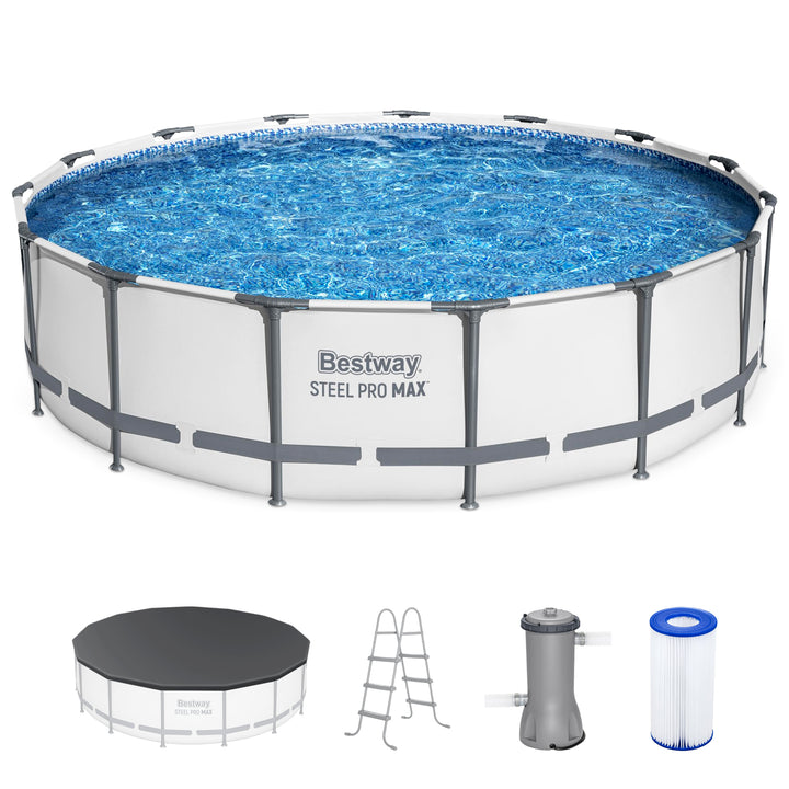 Bestway Steel Pro MAX 15'x42" Round Above Ground Swimming Pool with Pump & Cover