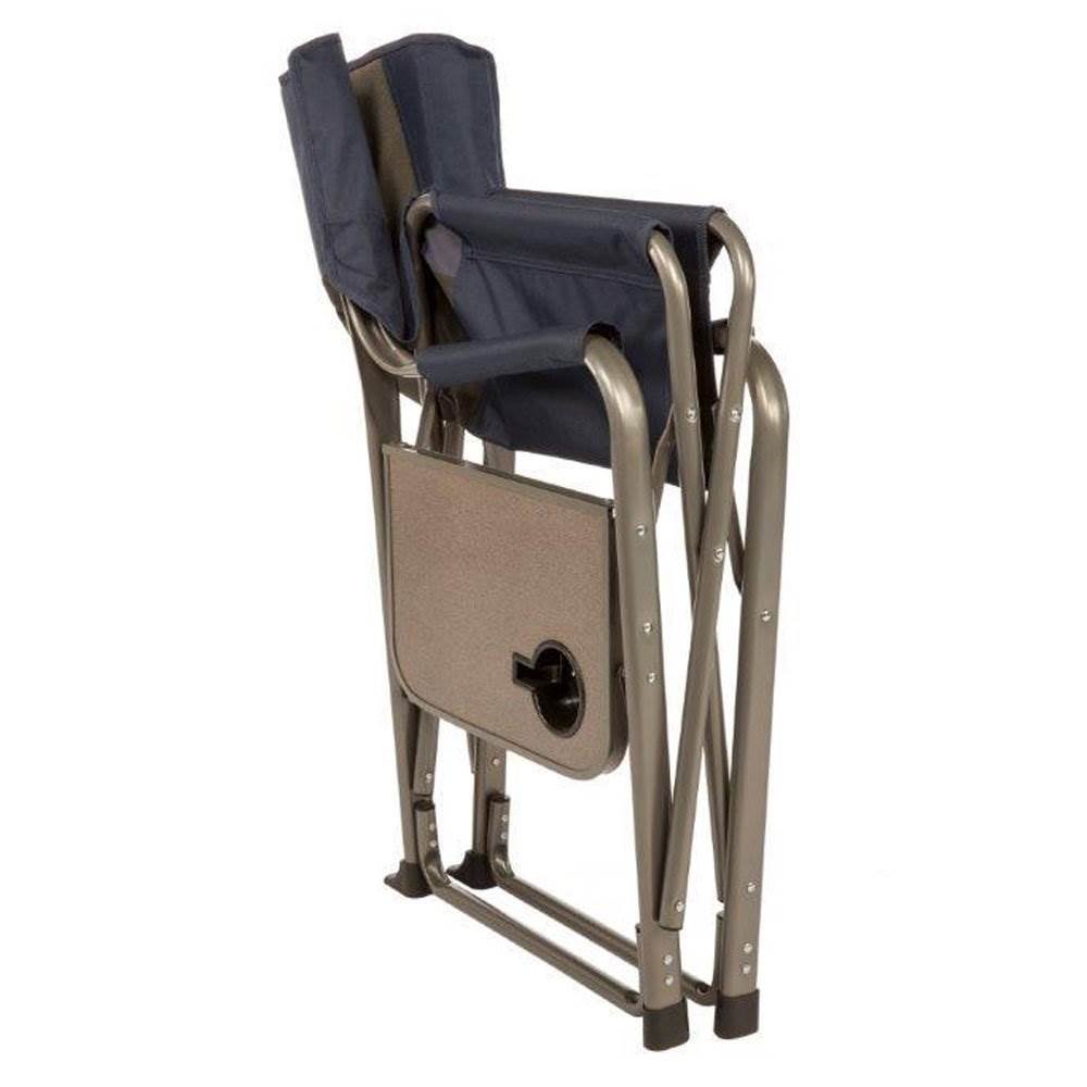 Kamp-Rite Portable Director's Camping Beach Chair w/Table & Cup Holder, Navy/Tan - VMInnovations