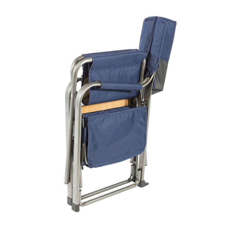 Kamp-Rite Portable Director's Chair w/Cooler, Cup Holder, & Side Table, Navy/Tan