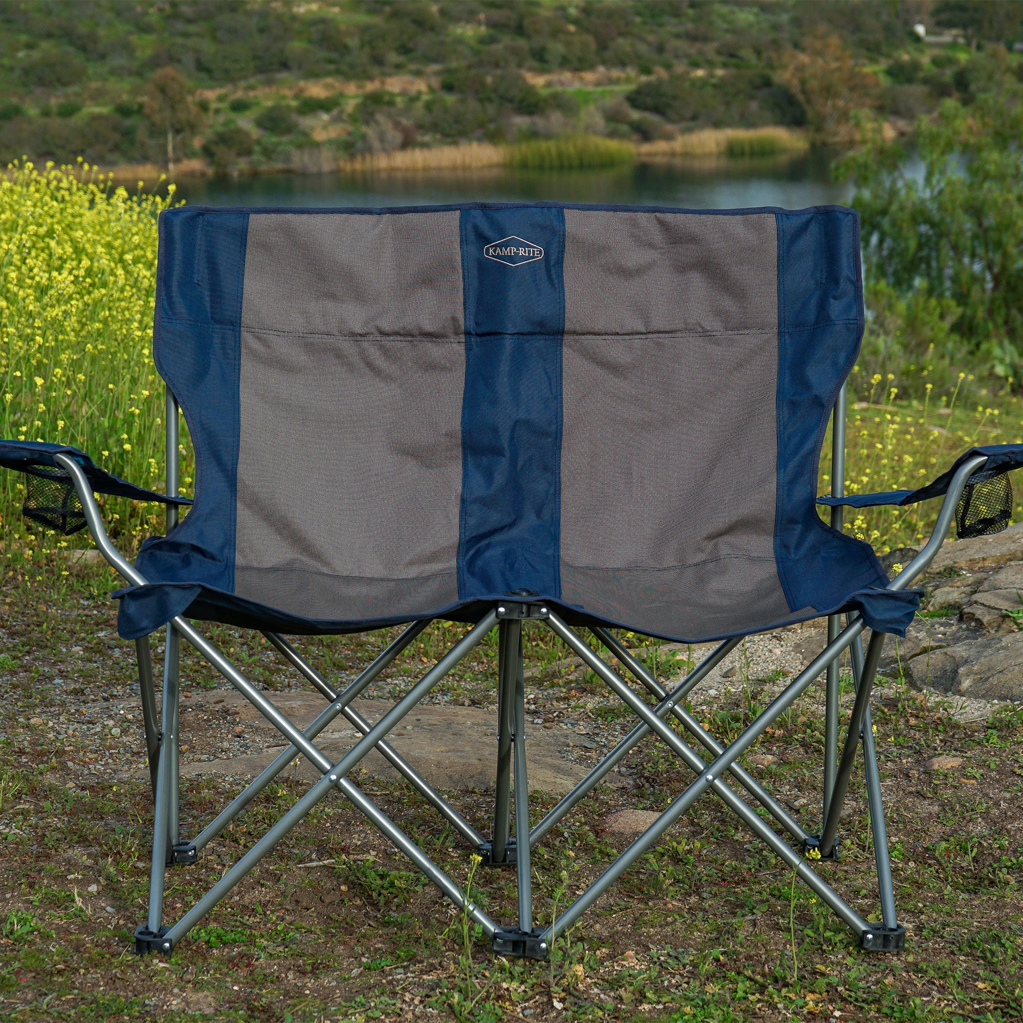 Kamp-Rite 2 Person Outdoor Camping Double Folding Lawn Chair (Open Box) - VMInnovations