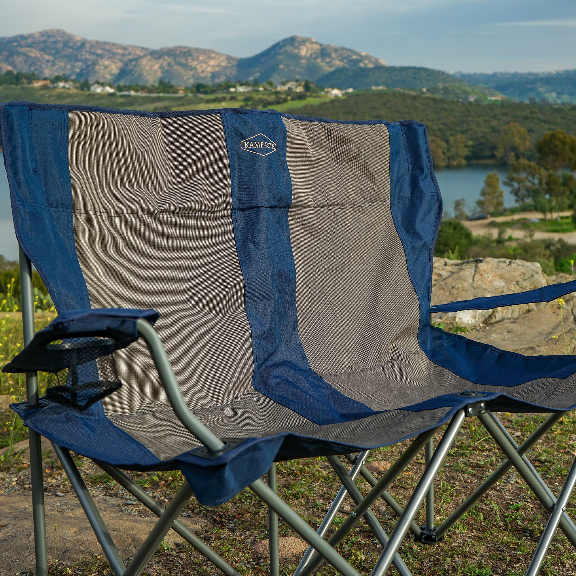 Kamp-Rite 2 Person Outdoor Camping Double Folding Lawn Chair (Open Box) - VMInnovations