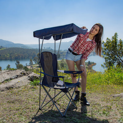 Kamp-Rite Outdoor Tailgating Sun Shade Canopy Folding Lawn Chair (Open Box)