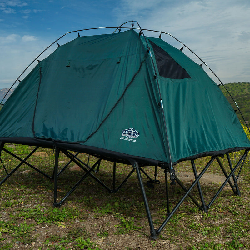 Kamp-Rite Double Compact Quick Setup 2 Person Tent Cot, Chair and Tent, Green