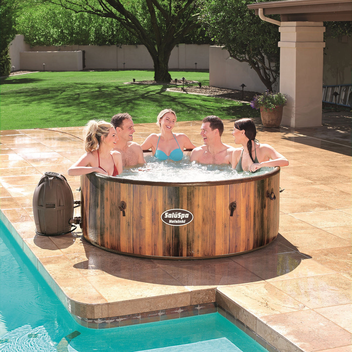 Bestway SaluSpa Helsinki AirJet 7 Person Inflatable Spa Hot Tub w/ Pump (2 Pack)