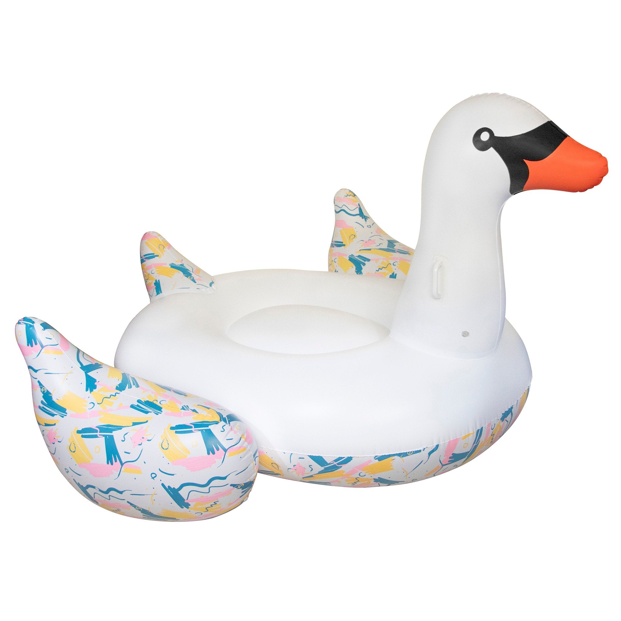 Giant Inflatable Swan Float Bundled w/ Giant Tropical Parrot Inflatable Float