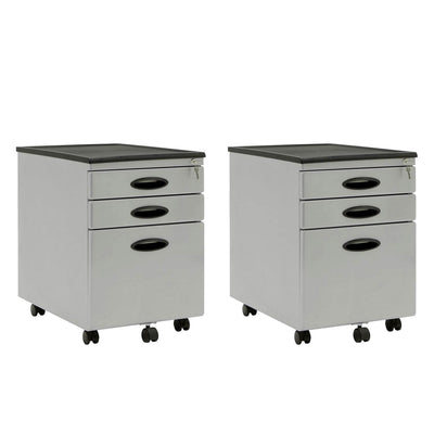 Calico Designs Home Office Furniture Storage 3 Drawer File Cabinet (2 Pack)