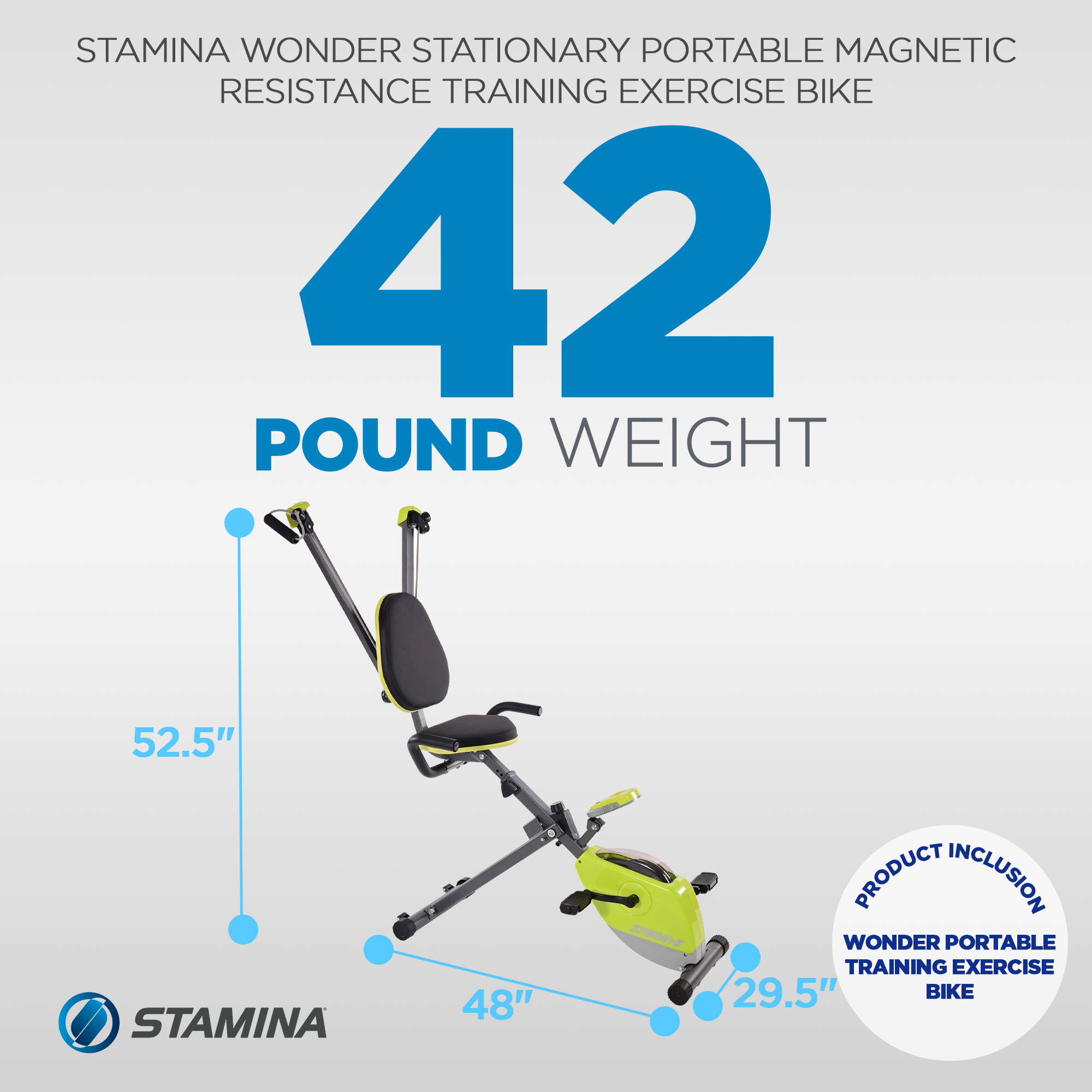 Stamina Wonder Stationary Portable Magnetic Resistance Training Exercise Bike - VMInnovations