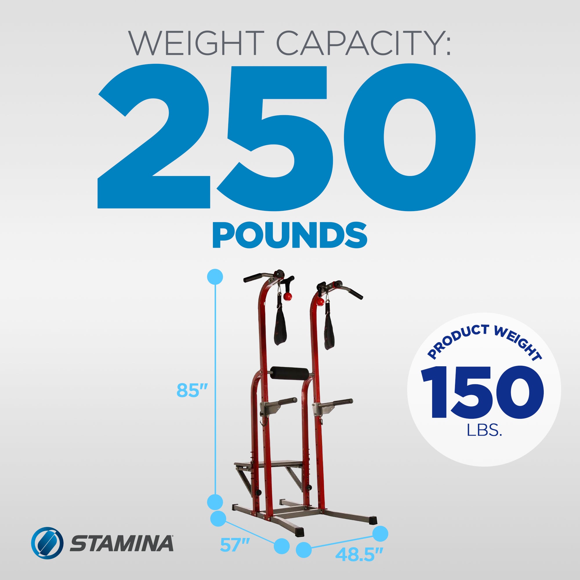 Stamina X Fortress Power Tower Home Gym Pull Up Fitness Workout Station, Red - VMInnovations