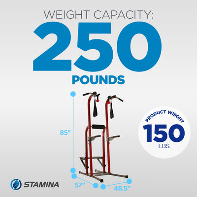 Stamina X Fortress Power Tower Home Gym Pull Up Fitness Workout Station, Red - VMInnovations
