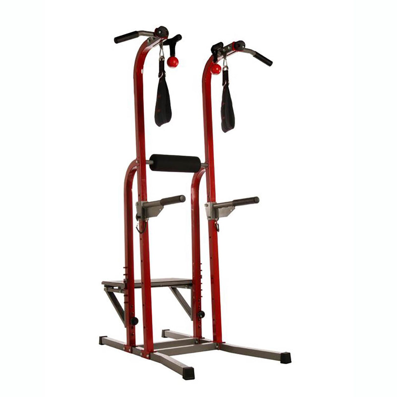 Stamina X Fortress Power Tower Home Gym Pull Up Fitness Workout Station, Red