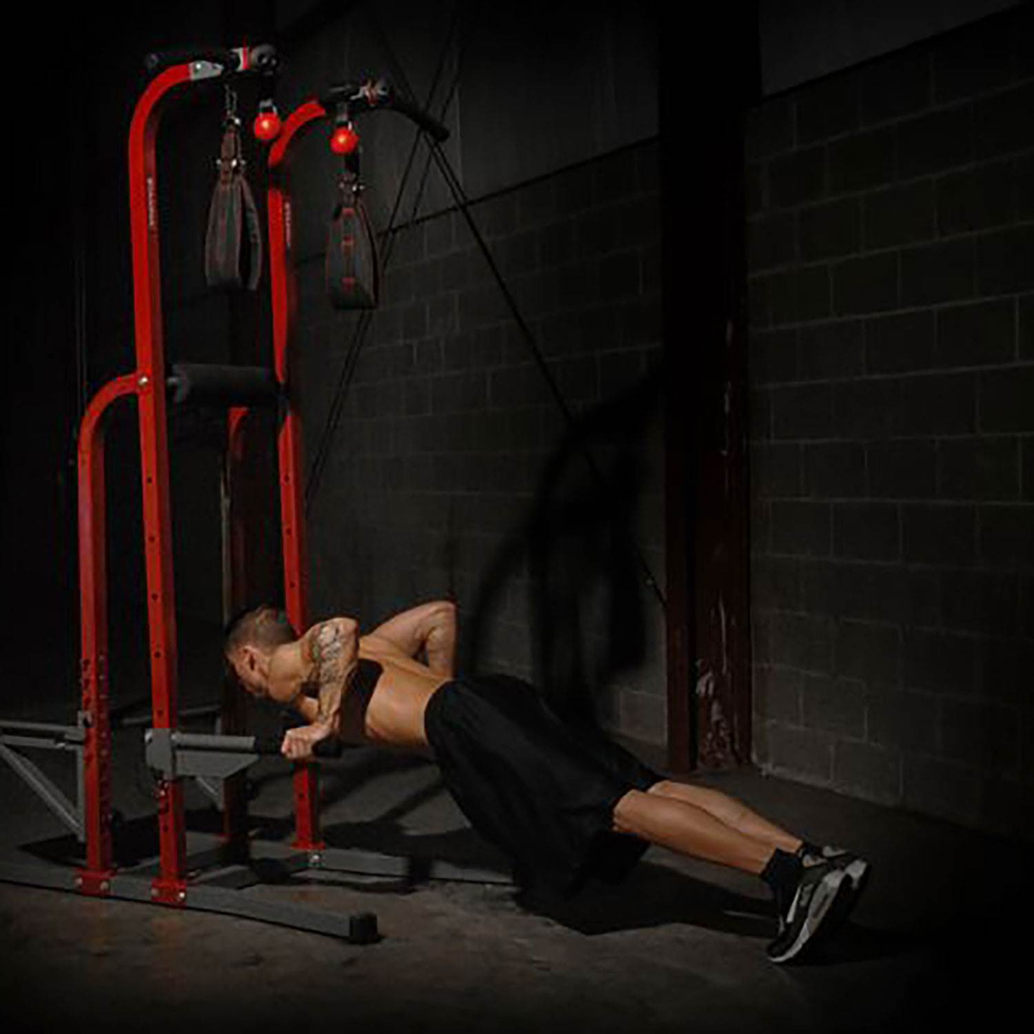 Stamina X Fortress Power Tower Home Gym Pull Up Fitness Workout Station, Red - VMInnovations