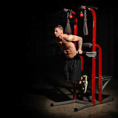 Stamina X Fortress Power Tower Home Gym Pull Up Fitness Workout Station, Red - VMInnovations