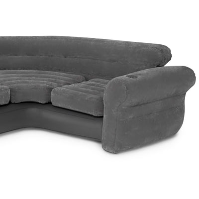 Intex Inflatable Indoor Corner Couch Sectional Sofa w/ Cupholders Gray(Open Box)