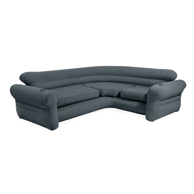 Intex Inflatable Indoor Corner Couch Sectional Sofa w/ Cupholders Gray(Open Box)