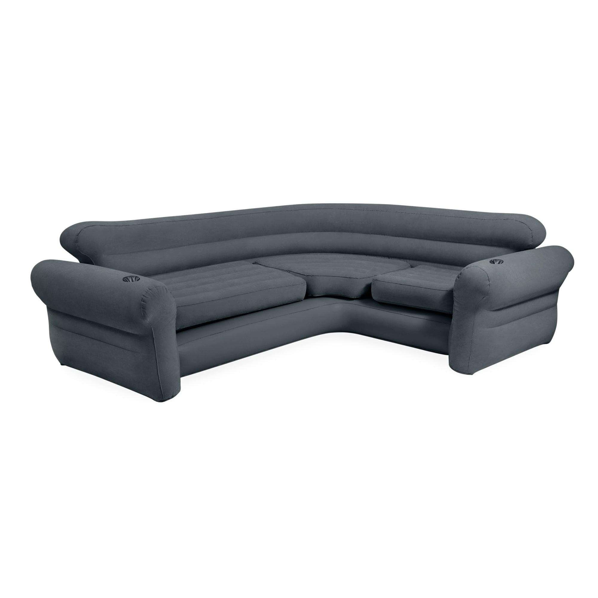 Intex Inflatable Indoor Corner Couch Sectional Sofa w/ Cupholders Gray(Open Box) - VMInnovations