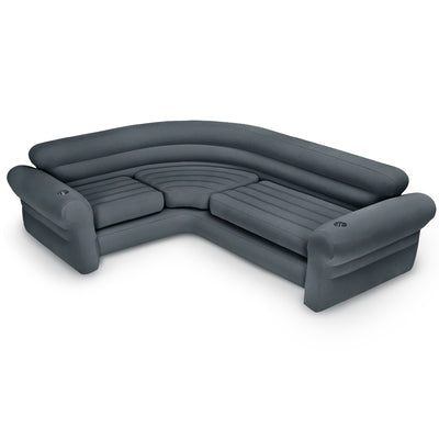 Intex Inflatable Corner Living Room Air Mattress Sectional Sofa Couch, Gray - VMInnovations
