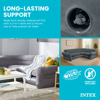 Intex Inflatable Indoor Corner Couch Sectional Sofa w/ Cupholders, Gray (Used) - VMInnovations