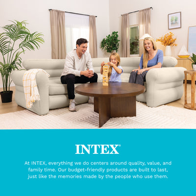Intex Inflatable Indoor Corner Couch Sectional Sofa w/ Cupholders, Gray (Used) - VMInnovations