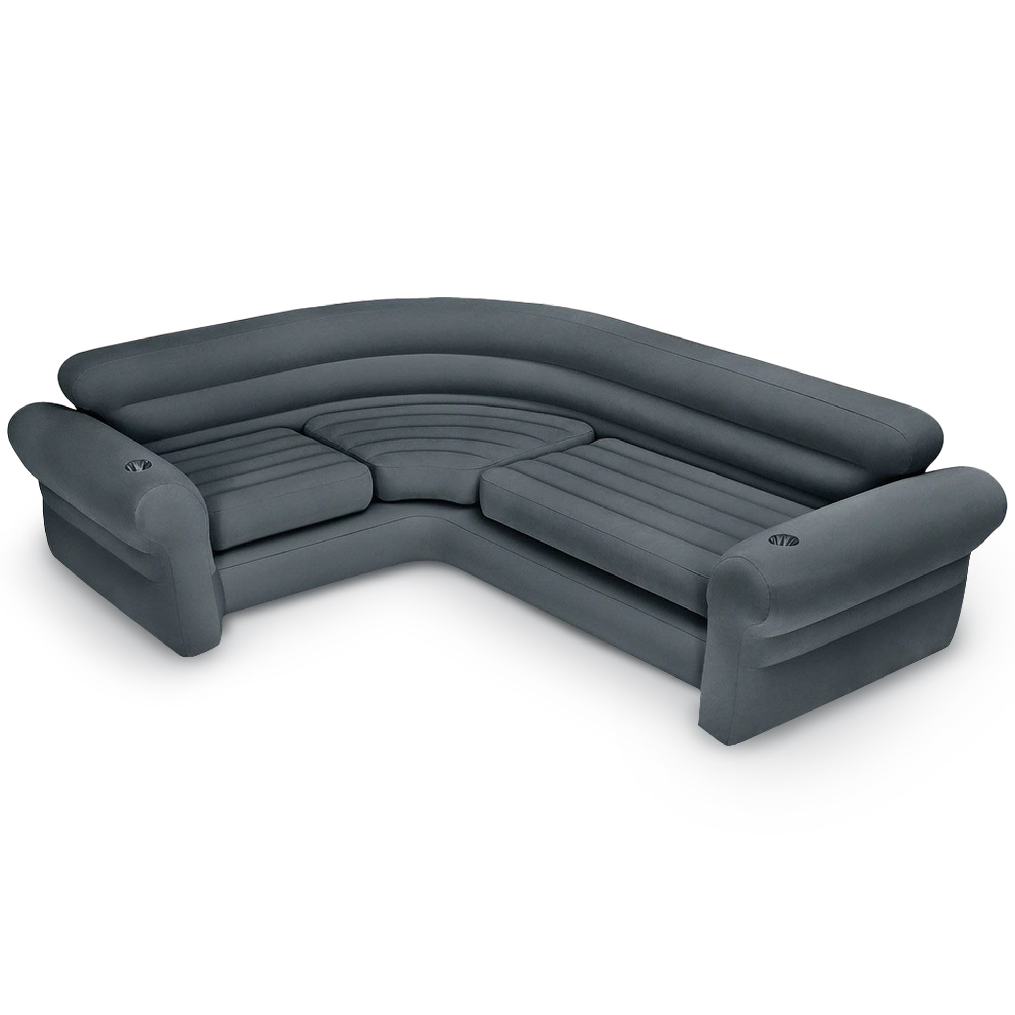 Intex Inflatable Indoor Corner Couch Sectional Sofa w/ Cupholders Gray(Open Box) - VMInnovations