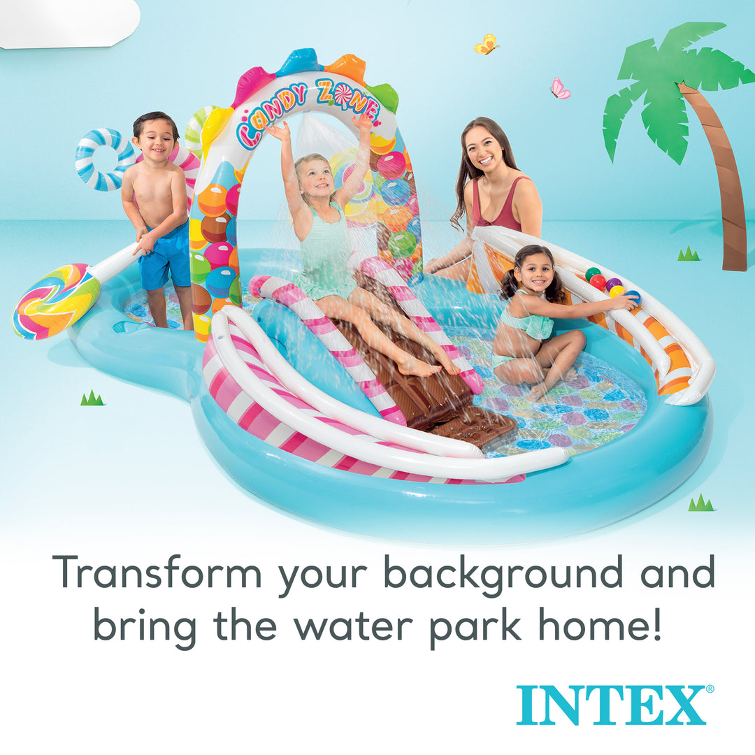Intex Inflatable Candy Zone Swim Center Kids Splash Pool w/ Waterslide (Used) - VMInnovations