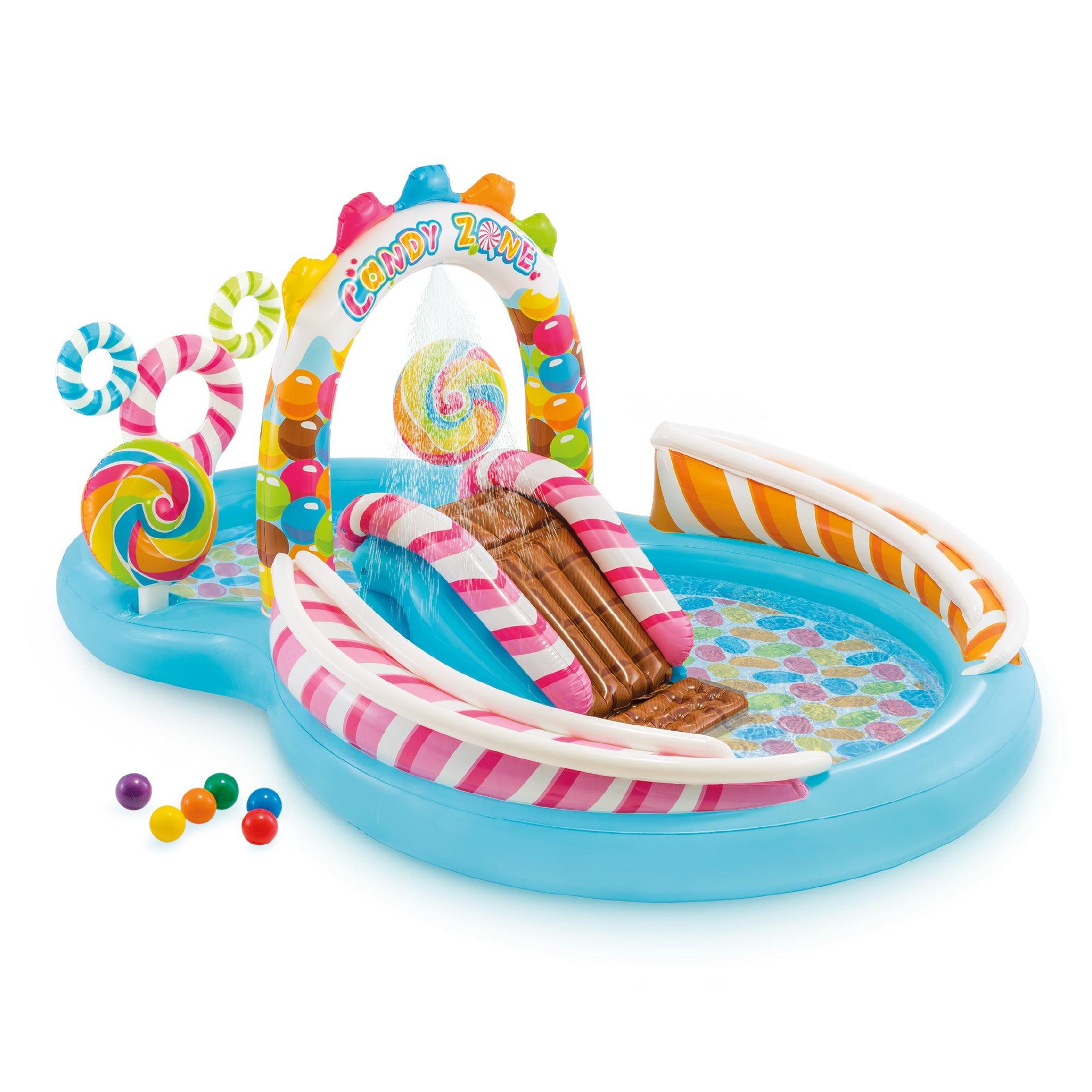 Intex 9'x6'x51" Inflatable Candy Zone Play Center Pool w/ Waterslide(Open Box)