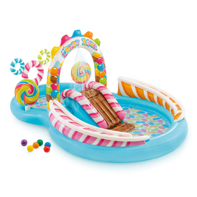 Intex 9'x6'x51" Inflatable Candy Zone Play Center Pool w/ Waterslide(Open Box)