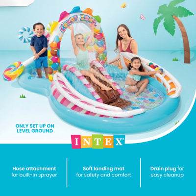Intex 9'x6'x51" Inflatable Candy Zone Play Center Pool w/ Waterslide(Open Box)