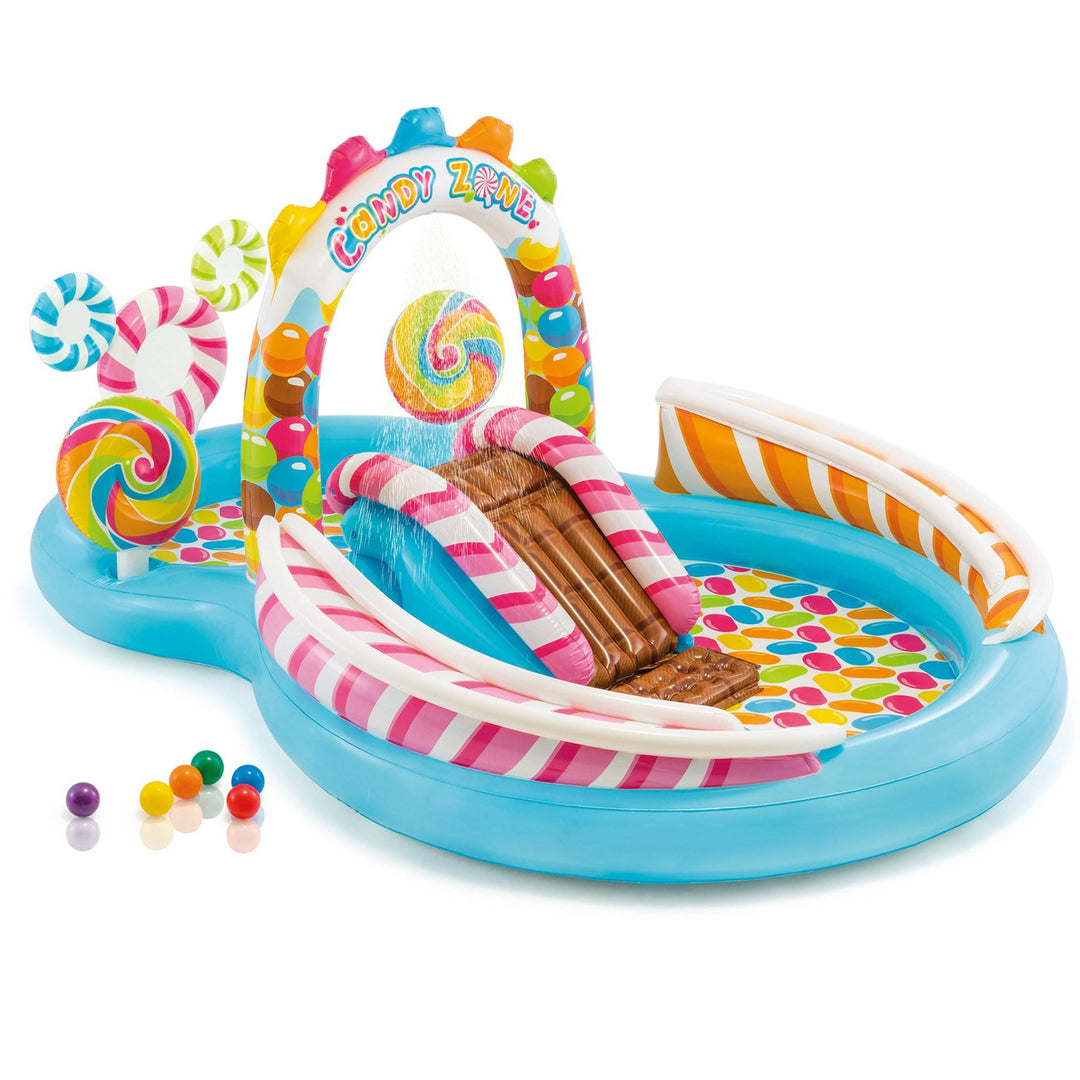 Intex Inflatable Candy Zone Swim Center Kids Splash Pool w/ Waterslide (Used) - VMInnovations