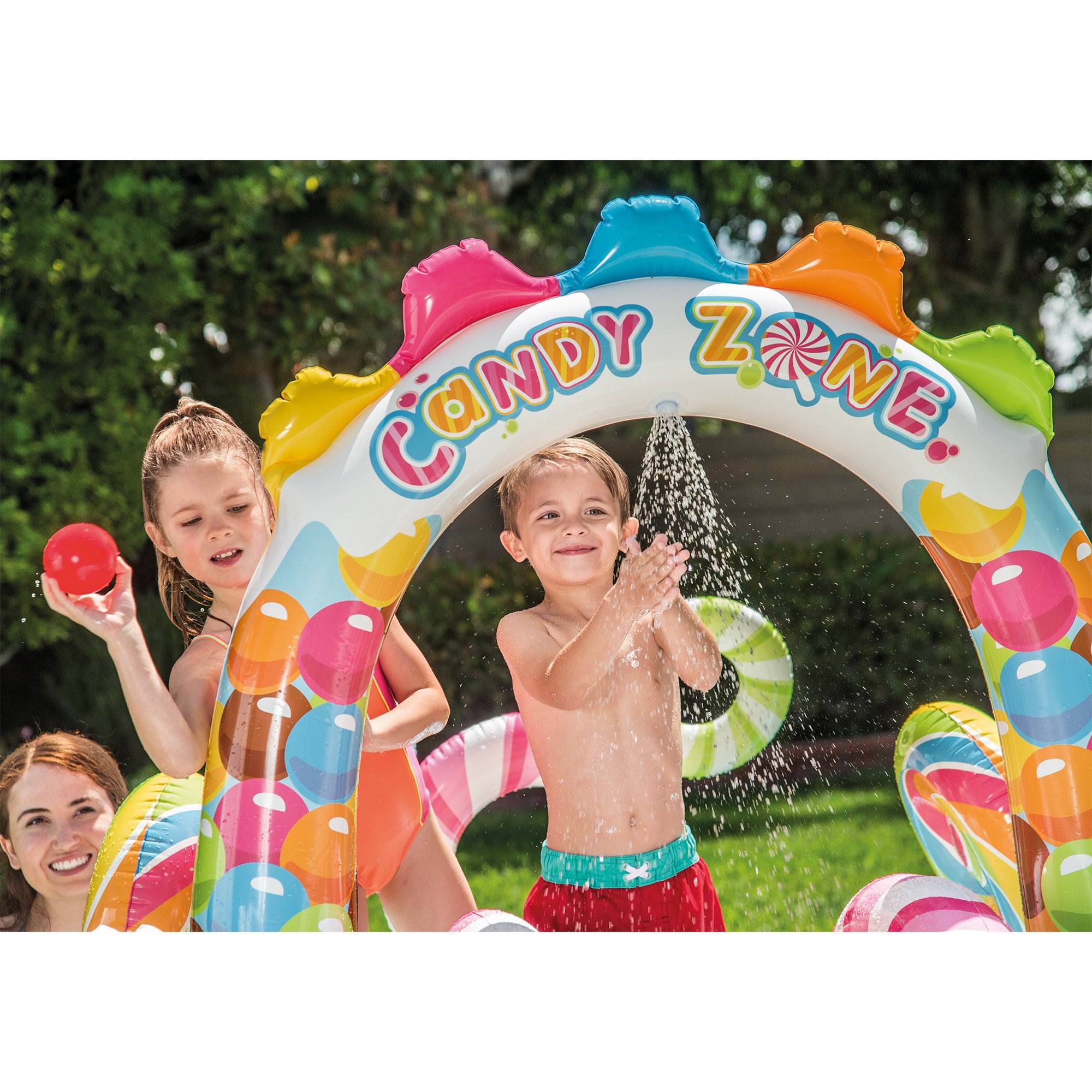 Intex 9'x6'x51" Inflatable Candy Zone Play Center Pool w/ Waterslide(Open Box)