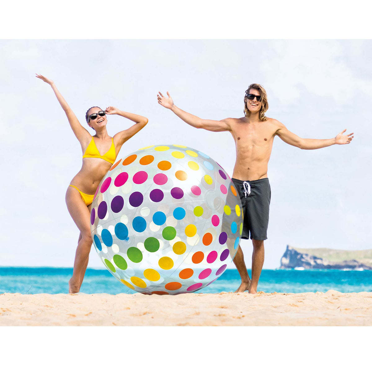 Intex Jumbo Inflatable Glossy Big Polka-Dot 72 Inch Giant Beach Ball (Open Box)