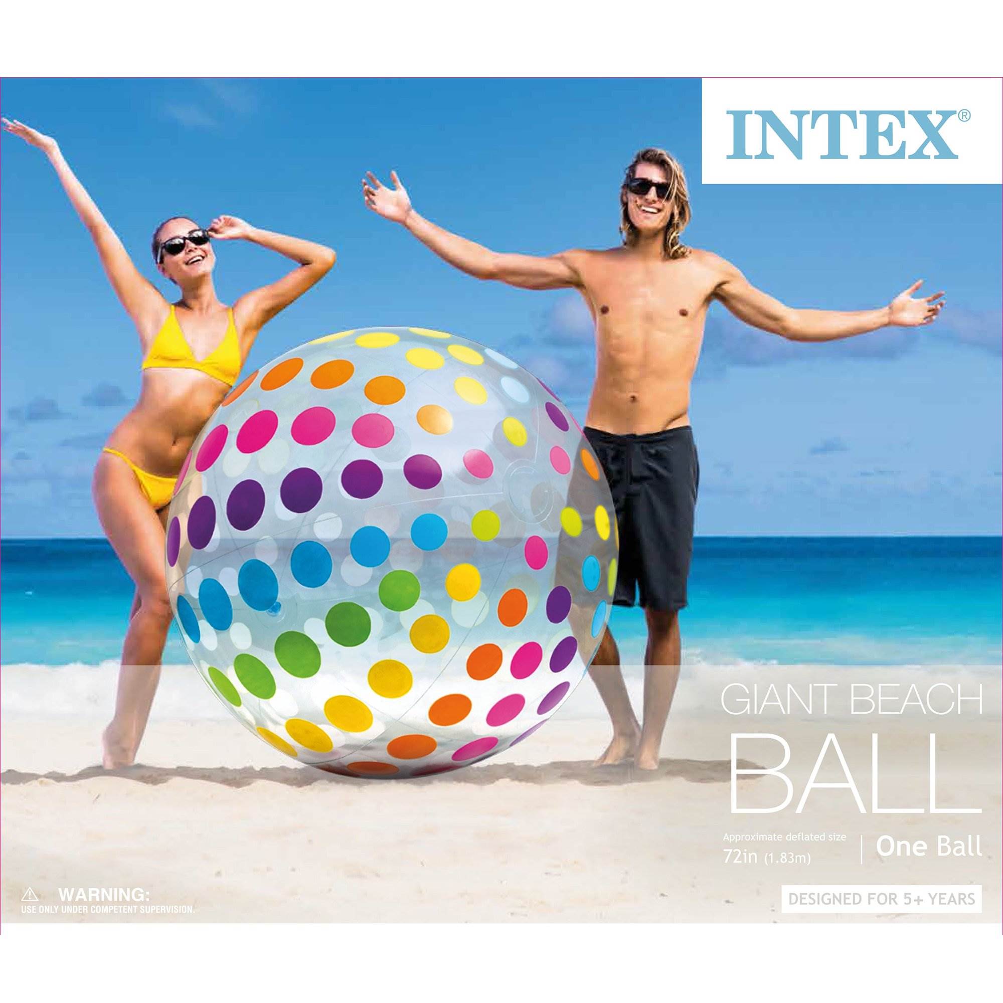 Intex Jumbo Inflatable Glossy Big Polka-Dot 72 Inch Giant Beach Ball (Open Box)