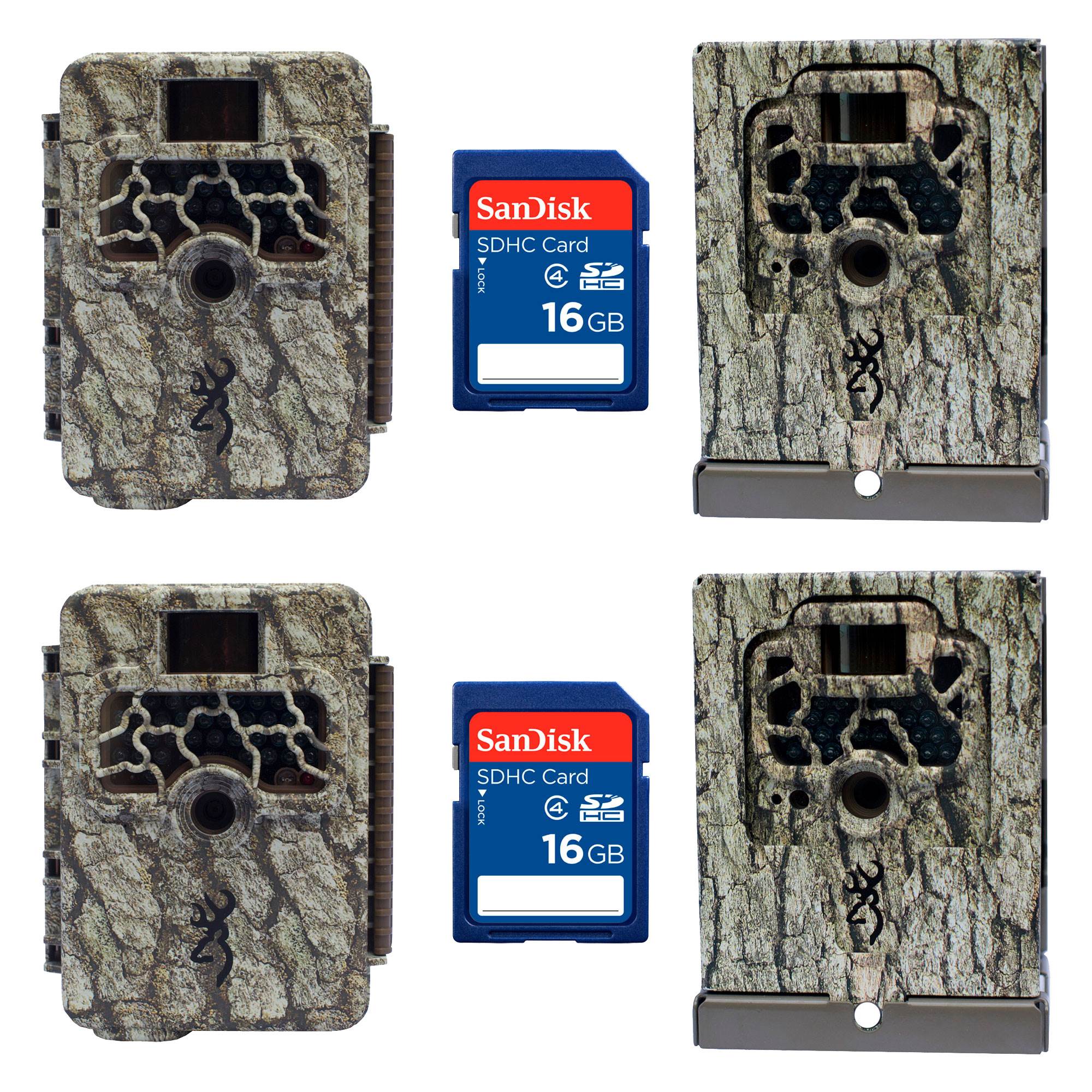 Browning Trail Cameras Command Ops Game Camera, Pair + Security Boxes, SD Cards