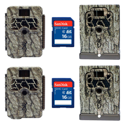 Browning Trail Cameras Command Ops Game Camera, Pair + Security Boxes, SD Cards