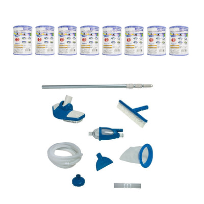 Intex Deluxe Maintenance Cleaning Kit w/ Intex Pool Filter (8 Pack)