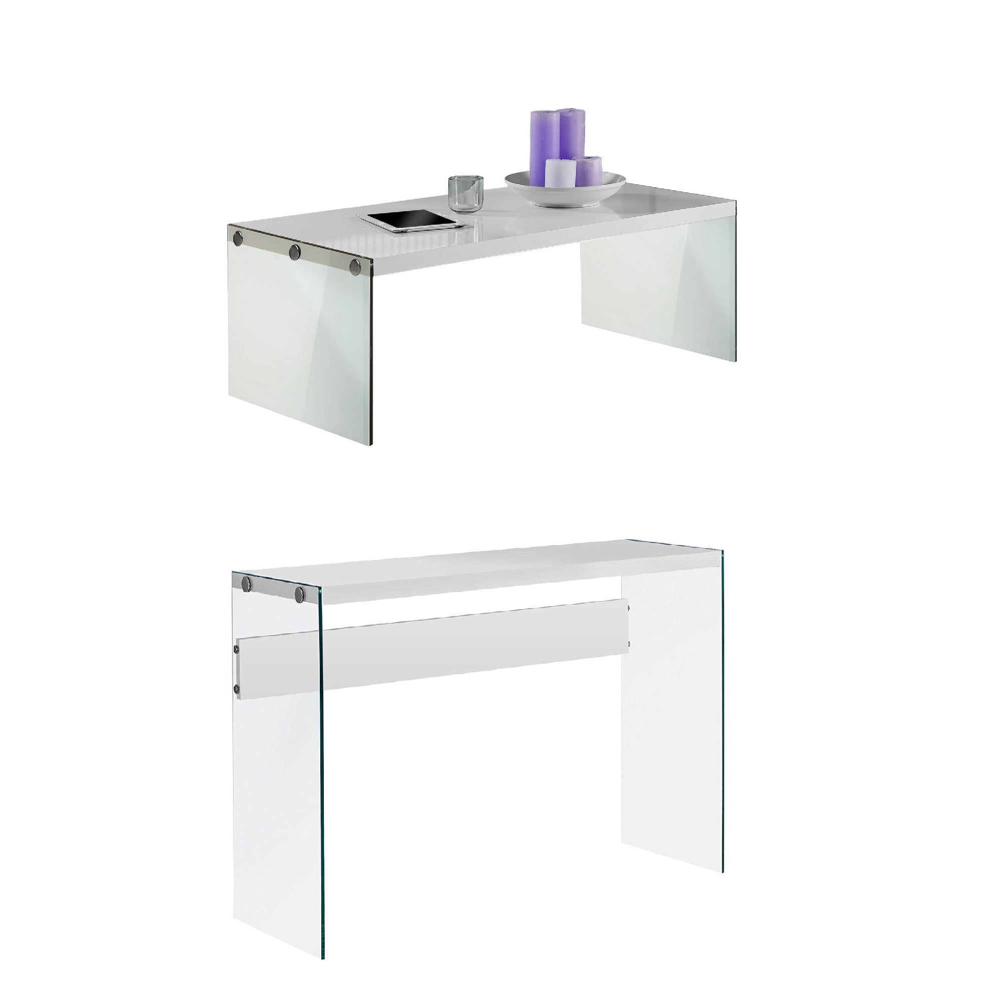 Monarch Glass Accent Console Table w/ Monarch Accent Glass Coffee Table