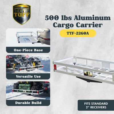 Tow Tuff TTF-2260A 60" 500 lb Aluminum Camping Gear or Cargo Carrier (Open Box)