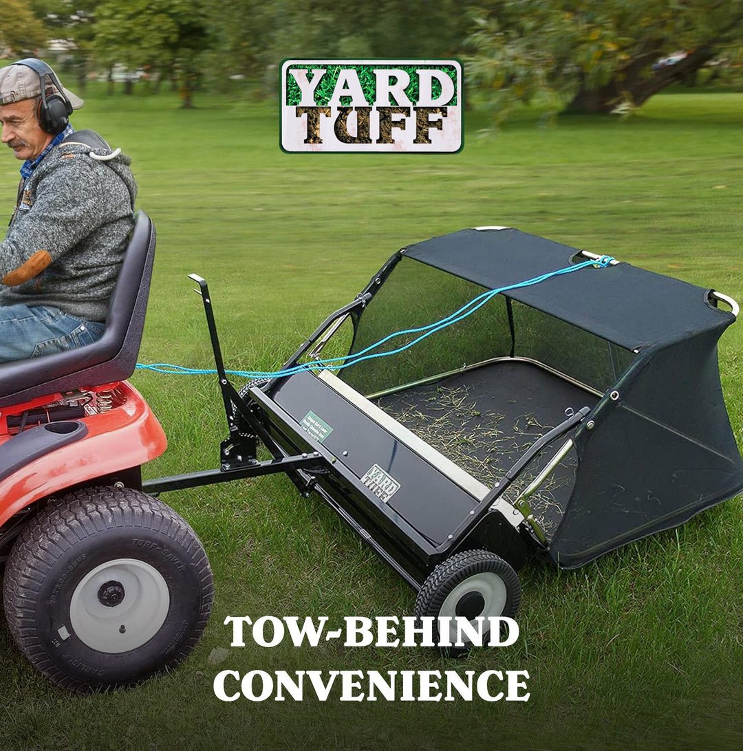 Yard Tuff 42" Quick Assembly Tow Style Lawn Sweeper for Debris, Leaves, & More - VMInnovations