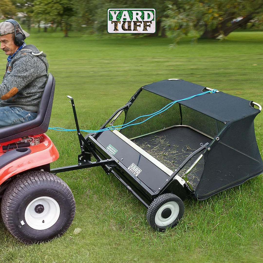 Yard Tuff 42" Quick Assembly Tow Style Lawn Sweeper for Debris, Leaves, & More - VMInnovations