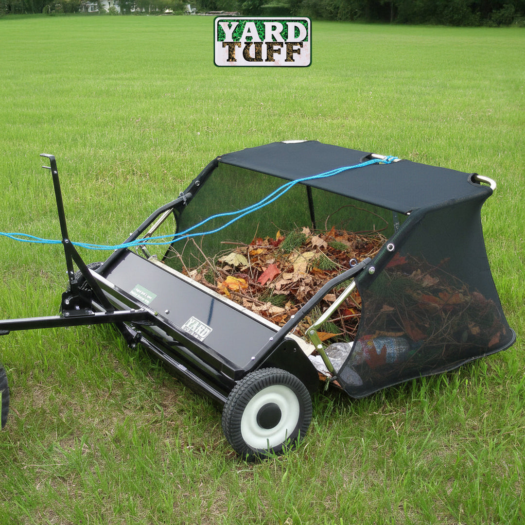 Yard Tuff 42" Quick Assembly Tow Style Lawn Sweeper for Debris, Leaves, & More - VMInnovations